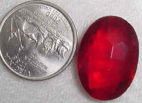 #253red - Vintage Glass Stone 18x24mm