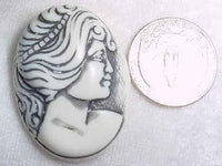 #319c - 40x30mm Molded Cameo, Charcoal