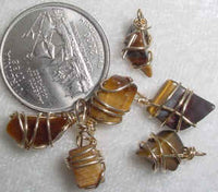 #370 - Wire Wrapped Vintage Tiger Eye Pendant, 2 Pieces