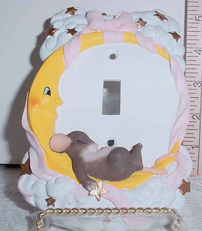 Moon and Stars Pink Switch Plate