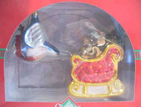 Santa Mouse Sleigh Ornament