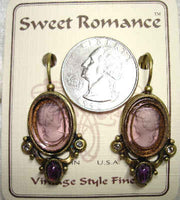 Etched Cameo Amethyst Earrings