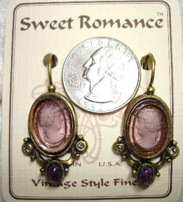 Etched Cameo Amethyst Earrings