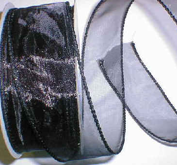 Black Organza Wired Ribbon 1-3/8" - 25 yds
