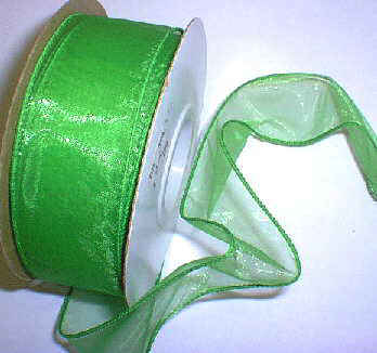 Emerald Organza Wired Ribbon 1-3/8" - 25 yds