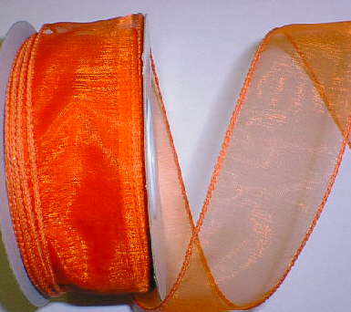 Orange Organza Wired Ribbon 1-3/8" - 25 yds