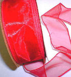 Red Organza Wired Ribbon Crafts - 25 yds